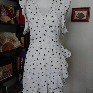 Polka Dot Ruffle Wrap Mini Dress